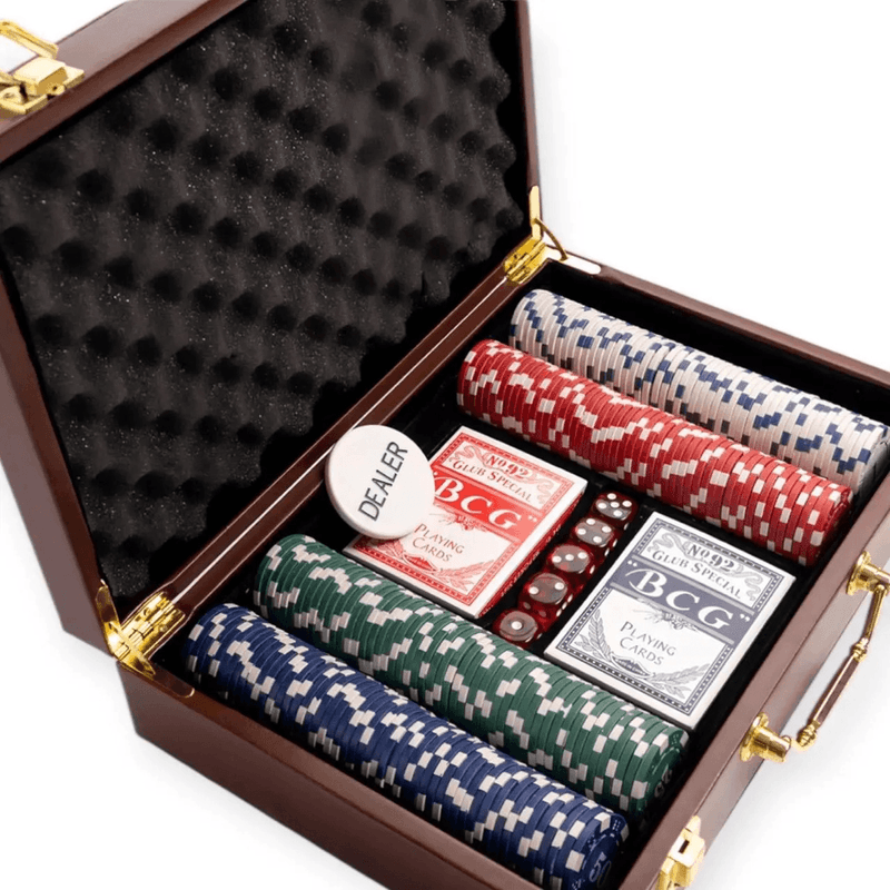 Juego De Poker 200 Fichas Cartas Dados Maletin De Cuero