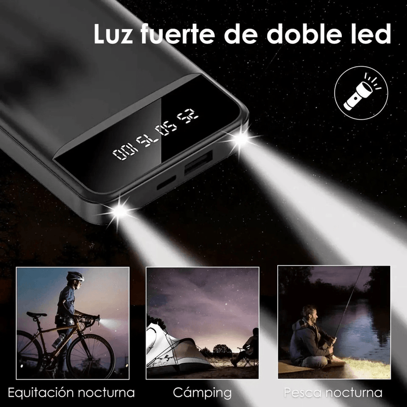 Batería Portátil 20000 Mah Con Linterna Carga Rapida