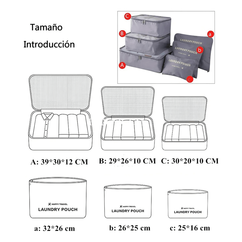 Set Organizador De Ropa X6 Para Valijas