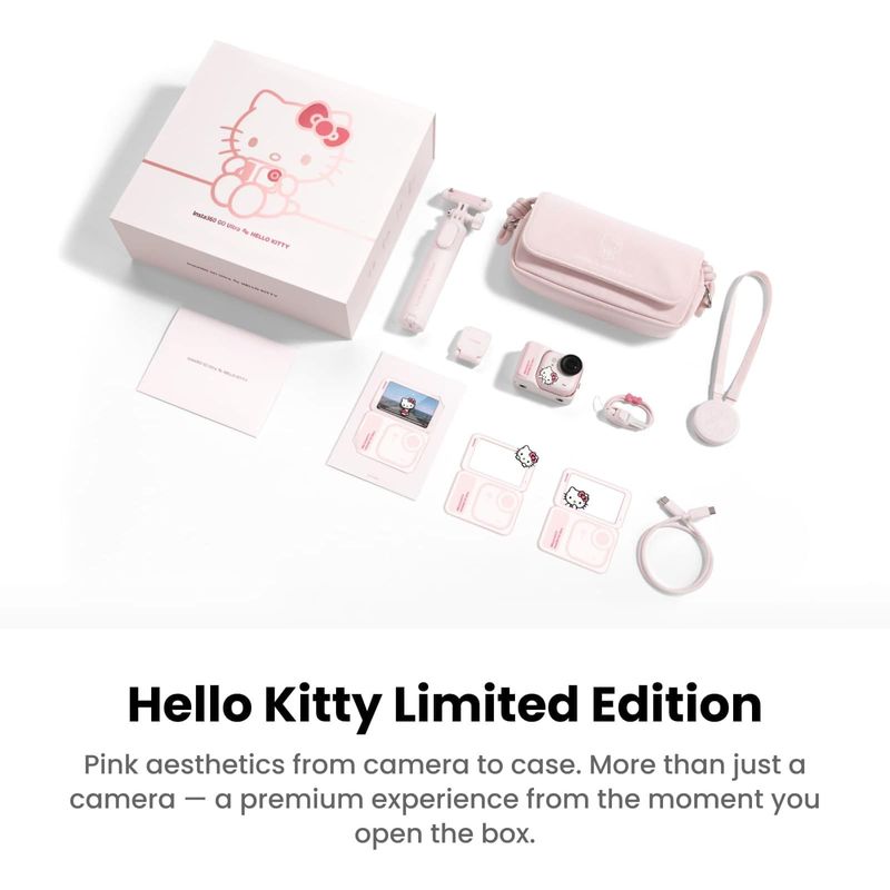 Cámara de Acción Insta360 GO Ultra Hello Kitty Edition 4K Sensor 1/1.28 Pulgadas Pantalla 2.49 Pulgadas Sakura Pink