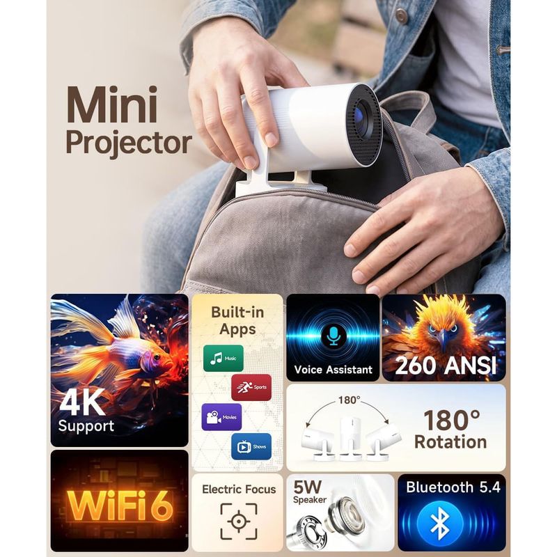 Proyector Portátil Magcubic HY300 Ultra 260 ANSI WiFi 6 Bluetooth 5.4