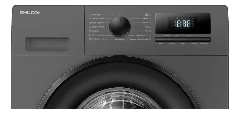 Lavasecarropas Philco PHLS1054DGN 10,5/6 kg Inverter Gris Oscuro