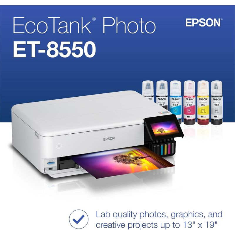 Impresora Multifuncional Epson EcoTank Photo ET-8550 Inyección de Tinta Gran Formato A3 WiFi Ethernet Pantalla Táctil