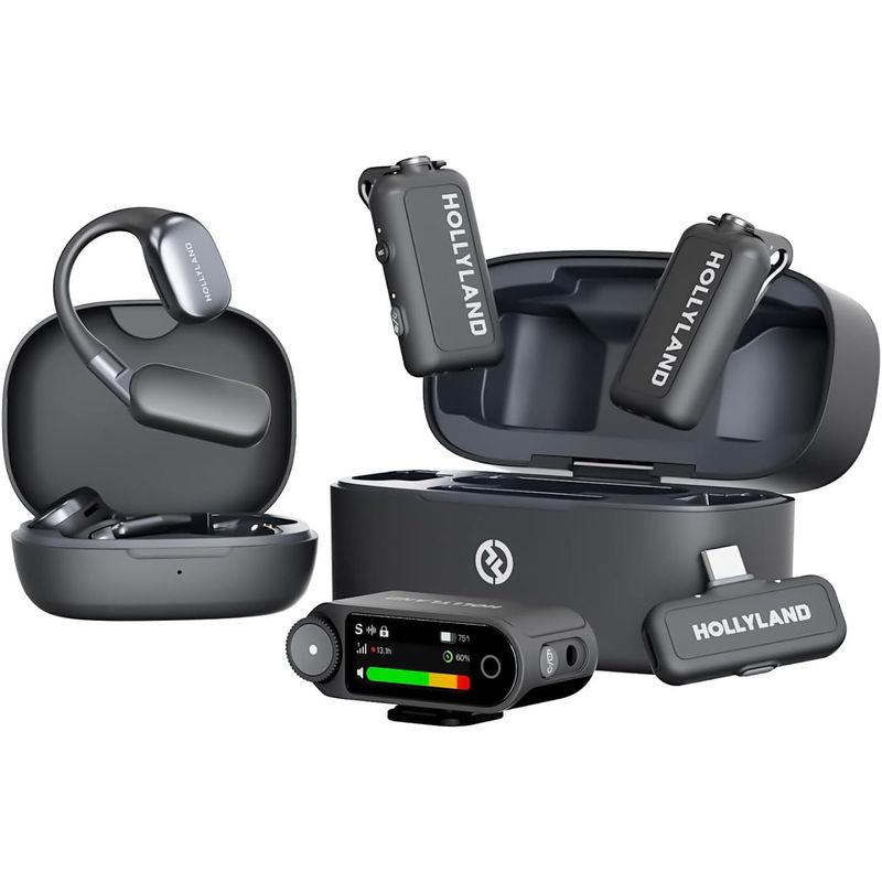 Micrófono Inalámbrico Hollyland LARK MAX 2 Ultimate Combo 2TX+2RX con Auriculares OWS y Estuche de Carga