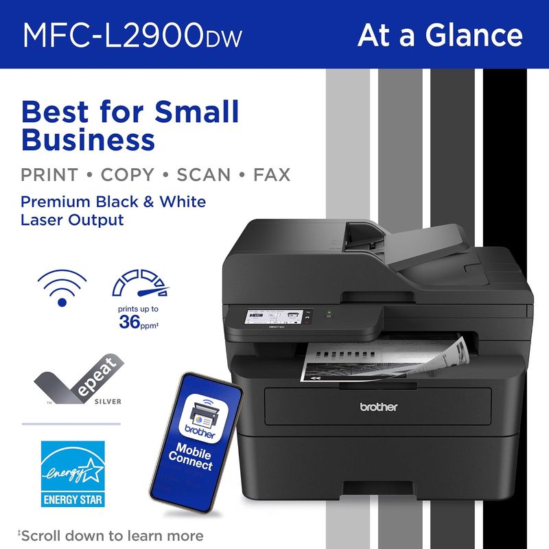 Impresora Multifuncion Brother MFC L2900DW Laser Monocromatica 36 ppm Escaneo Duplex Pantalla Tactil 3.5 Pulgadas
