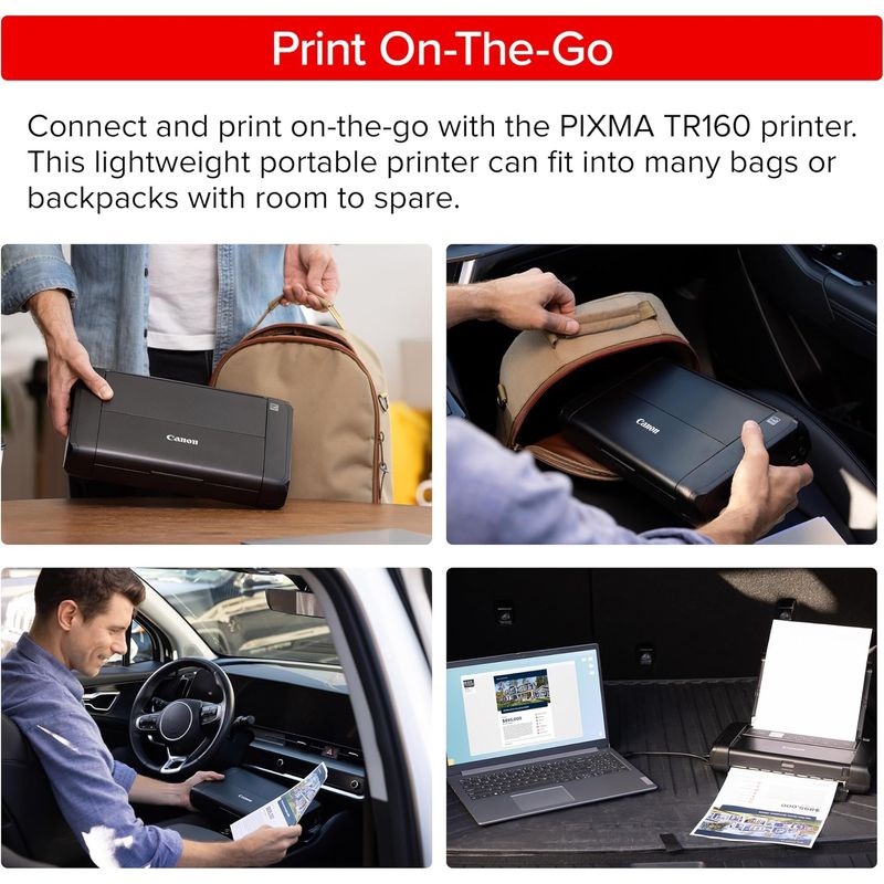 Impresora Portátil Inalámbrica Canon PIXMA TR160 Color Inyección de Tinta Pantalla OLED 1.44 Pulgadas