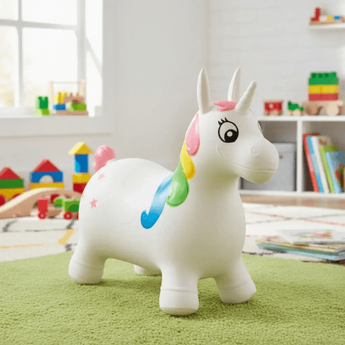Caballito Saltarin Inflable De Goma Unicornio Con Luz
