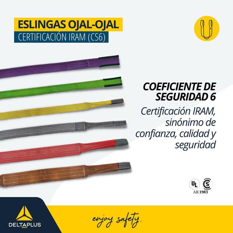 Delta Plus: Eslinga Ojal Ojal En Cinta Gris 4 Toneladas Largo 5 mts x 1 Unidad