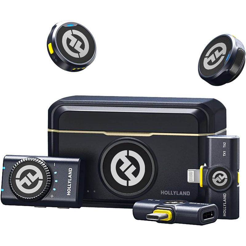 Microfono Inalambrico Lavalier Hollyland Lark M2 48KHz 24 bits compatible con iPhone Android Camara y PC