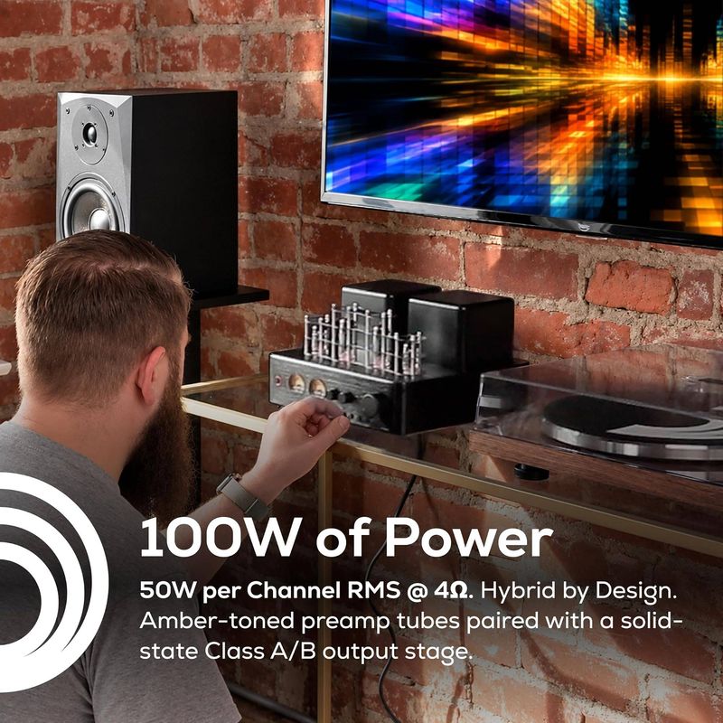 Amplificador Estéreo Integrado Híbrido a Válvulas Dayton Audio HTA100 100 Watts Bluetooth 5.0