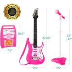 Set de Guitarra Eléctrica de Juguete Best Choice Products SKY3017 con Micrófono y Amplificador Rosa