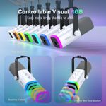 Micrófono Dinámico FIFINE AmpliGame AM8TW USB XLR con Brazo Articulado e Iluminación RGB Blanco