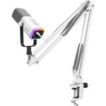 Micrófono Dinámico FIFINE AmpliGame AM8TW USB XLR con Brazo Articulado e Iluminación RGB Blanco