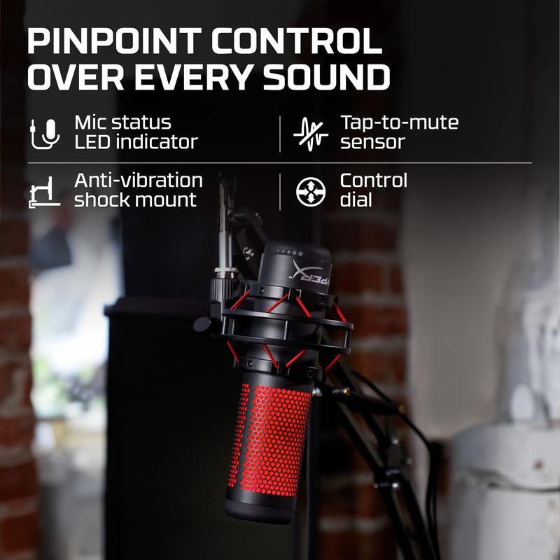 Microfono Gamer HyperX QuadCast 4P5P6AA USB con Soporte Antivibracion