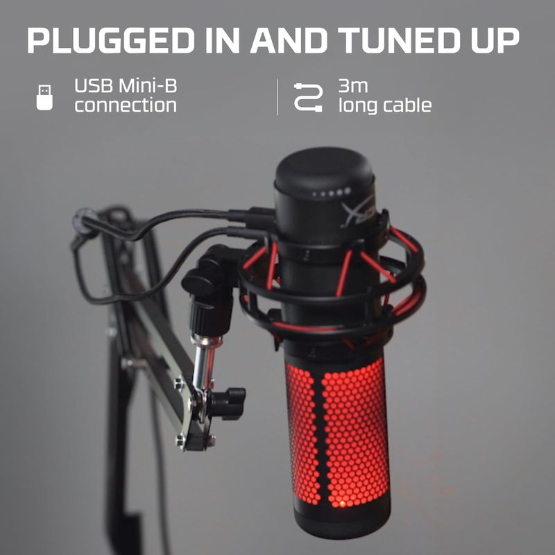 Microfono Gamer HyperX QuadCast 4P5P6AA USB con Soporte Antivibracion