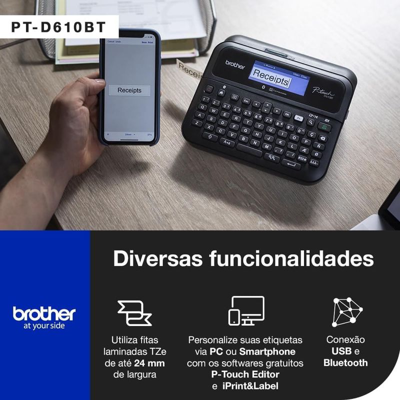 Rotuladora Brother P-touch PT-D610BT Bluetooth USB