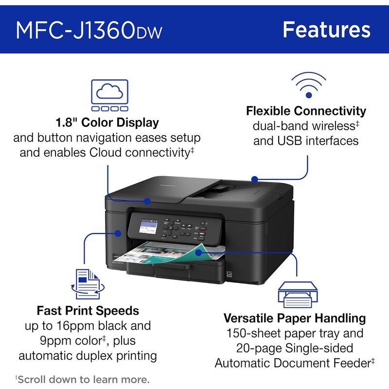 Impresora multifunción Brother MFC-J1360DW Wi-Fi dúplex