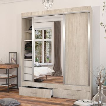 Vestidor 2 Puertas 180 x 220 cm con 1 Puerta Espejo - 503 - 503 HEL