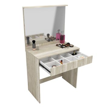 Tocador Maquillador Multifunción con Espejo con luz Led y Cajón - 1429L - 1429-L-HEL